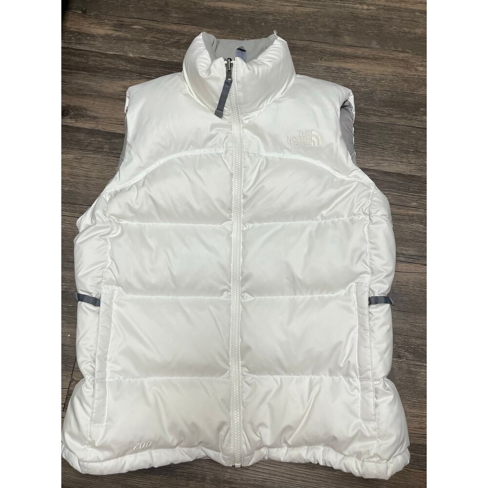 The North Face 700 Down Nuptse Vest Women M White Goose Puffer Y2K Gorpcore - Picture 2 of 15